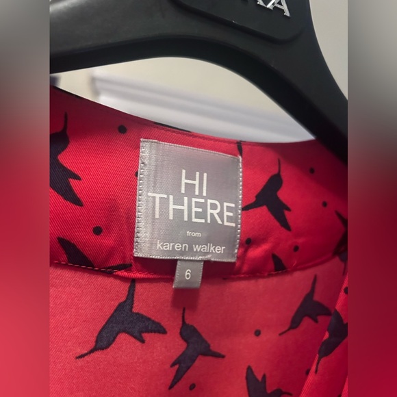 Hi There by Karen Walker Bird silhouette gown red and black size 6 - Picture 3 of 4